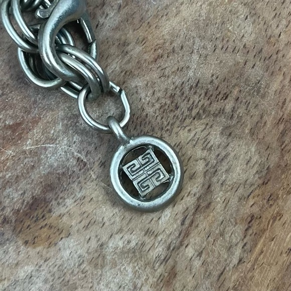 Vintage l 80s Givenchy Silver Pewter Floral Pearl Drop Chain Statement Necklace - Picture 9 of 11